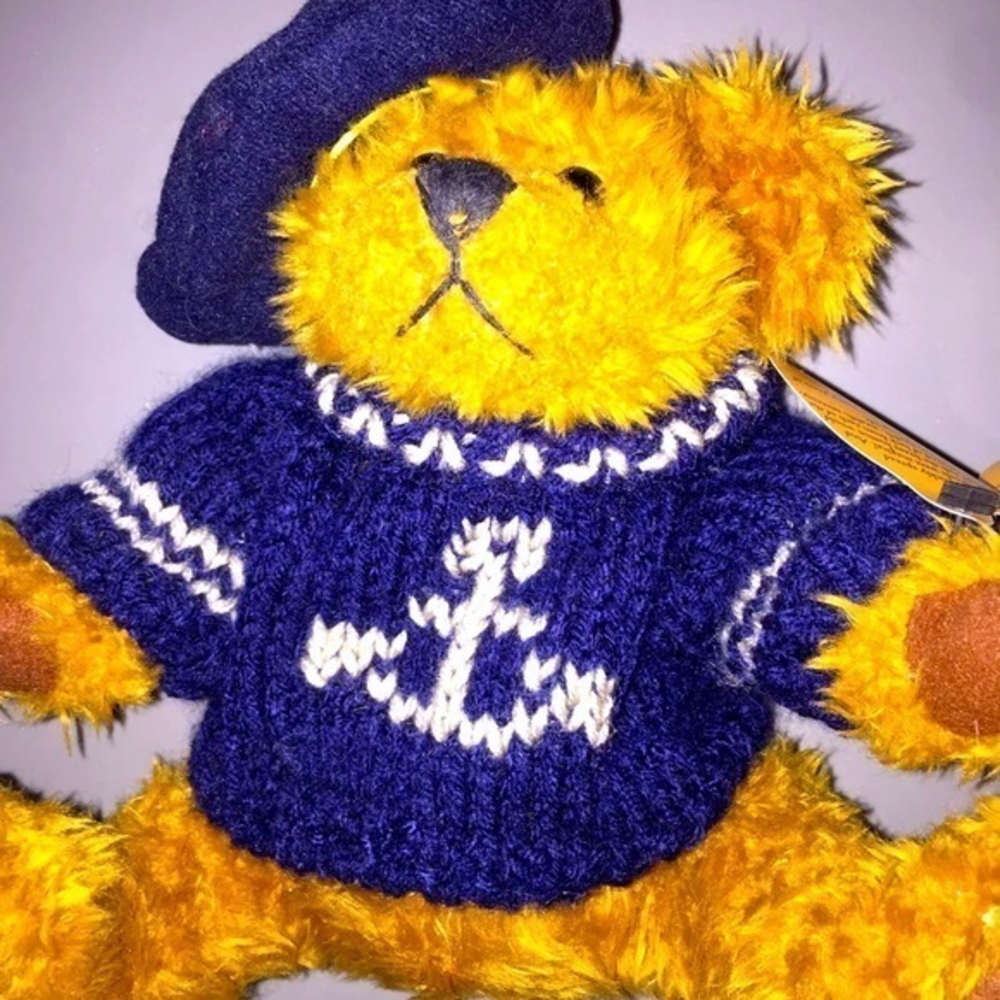 NWT TANGO 12" jointed Plush Brass Button Bear‎ 1997